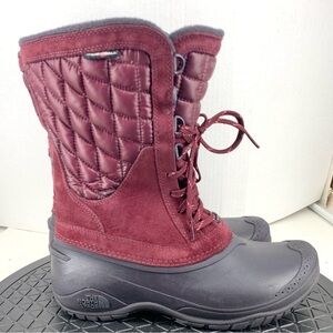The North Face Women Size 9 Boots Red Suede Thermoball Shoes Tall Waterproof